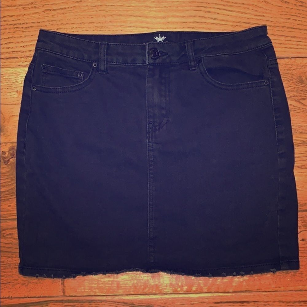 Almost famous black distressed denim mini skirt. 7